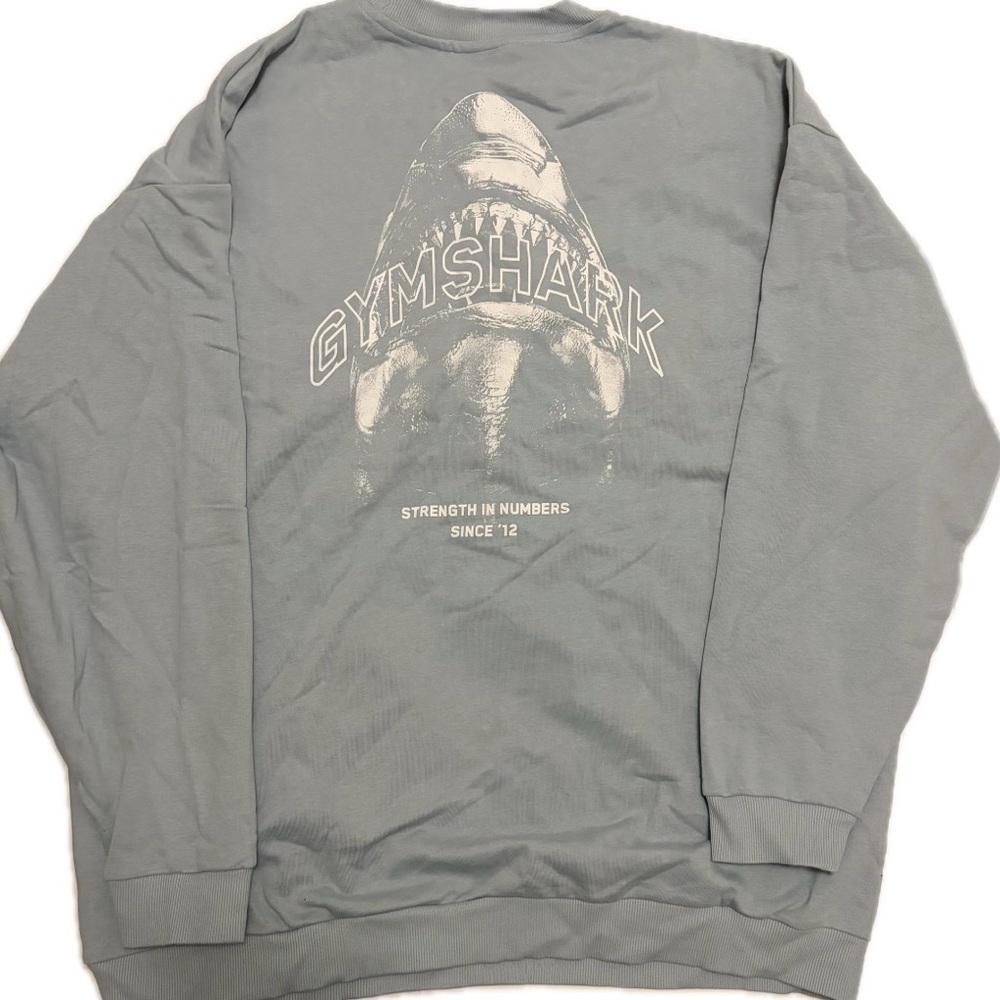 Gymshark Light Blue Shark Graphic Crewneck Sweater